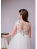 Beaded Ivory Lace Tulle Fashion Flower Girl Dress